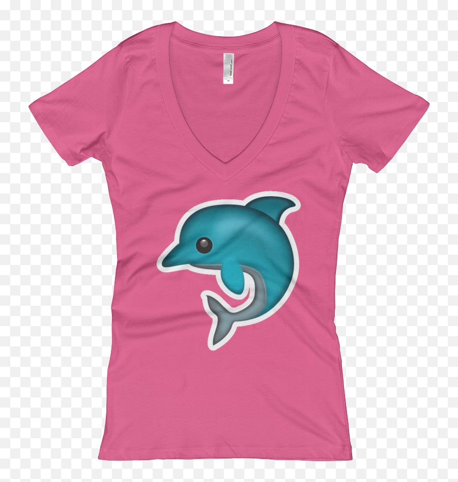 Download Womens Emoji V Neck - Common Bottlenose Dolphin,Witch Hat Emoji