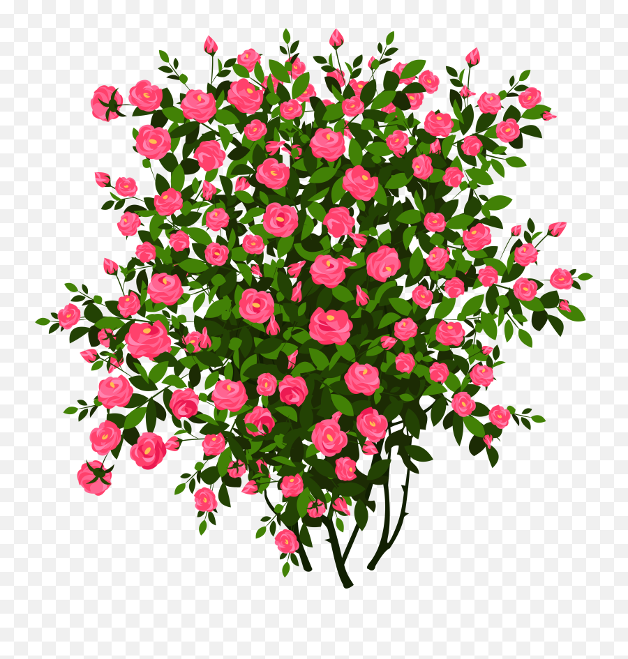 Transparent Flower Bush Clipart - Cartoon Rose Bush Png Emoji,Shrub Emoji