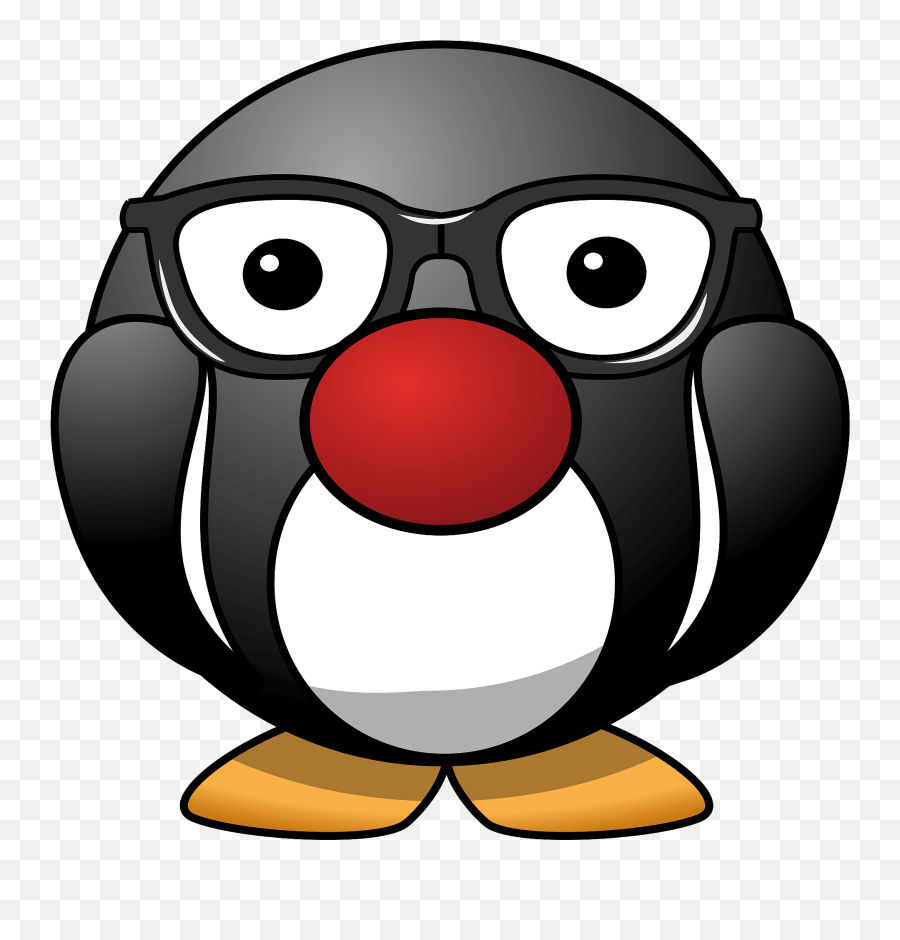 Penguin With Glasses And Clown Nose Clipart Free Download - Cartoon Penguin Emoji,Car And Swimmer Emoji