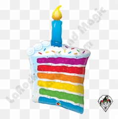 42 Inch Shape Rainbow Cake Candle Foil Balloon Qualatex 1ct - And Emoji