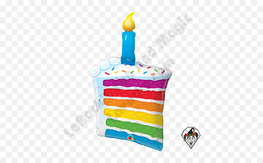 42 Inch Shape Rainbow Cake Candle Foil Balloon Qualatex 1ct - Rainbow And Candle Balloon Emoji,Emoji Cake Party