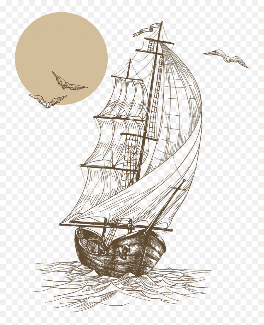 Ship Sea Moon Bird Gemi Deniz Ay Ku - Diseños De Barcos Para Tatuar Emoji,Ship Moon Emoji