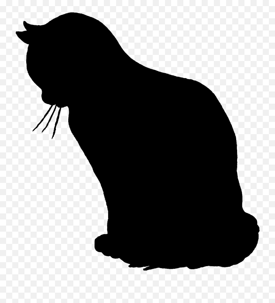 Cat Silhouette - Outline Sitting Cat Silhouette Emoji,Sombra Emoji