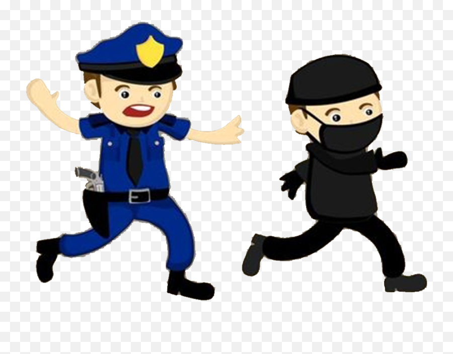 And Thief Cartoon Clipart - Police Catch Thief Clipart Emoji,Cop Emoji