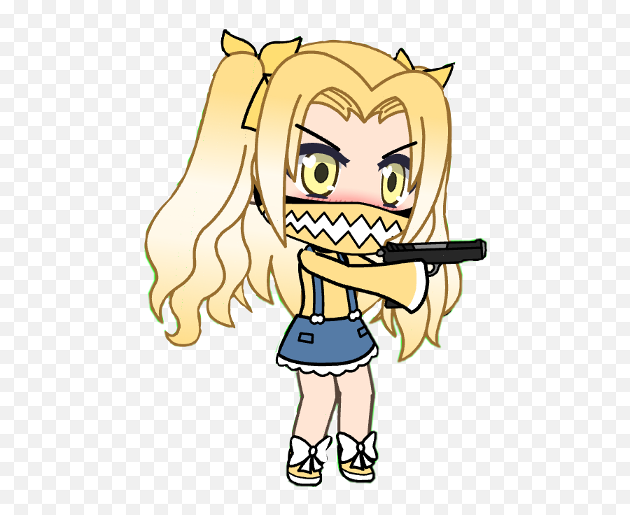 Yellow Gun Gacha Gachalifeedit Sticker - Fictional Character Emoji,Gun In Mouth Emoji