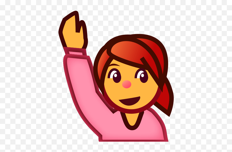 Happy Person Raising One Hand - Gesto Facial Png Emoji,Raising Hand Emoji Copy And Paste