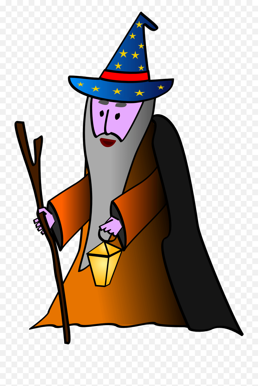 Old Wizard With A Cane And Lantern - Clip Art Emoji,Old Man With Cane Emoji