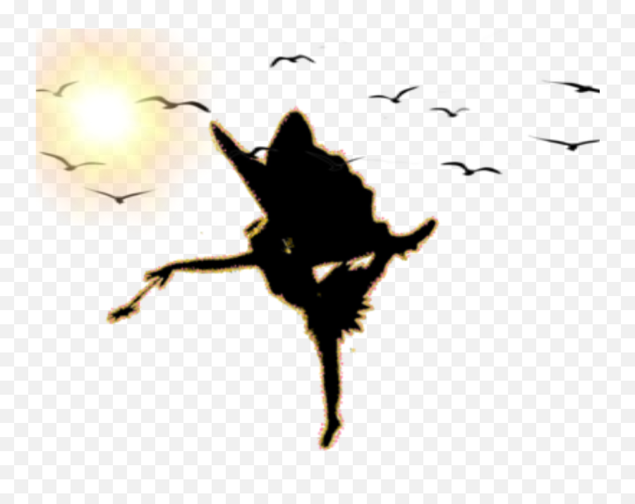 Fairy Faerie Silhouette Birds Sun - Silhouette Clipart Fairy With Flower Emoji,Sun And Bird Emoji