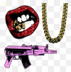 Top Collared Chained Stickers For - Transparent Gun Chain Emoji,Gold Teeth Emoji