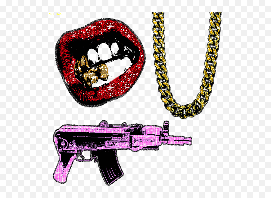 Top Collared Chained Stickers For - Transparent Gun Chain Emoji,Gold Teeth Emoji