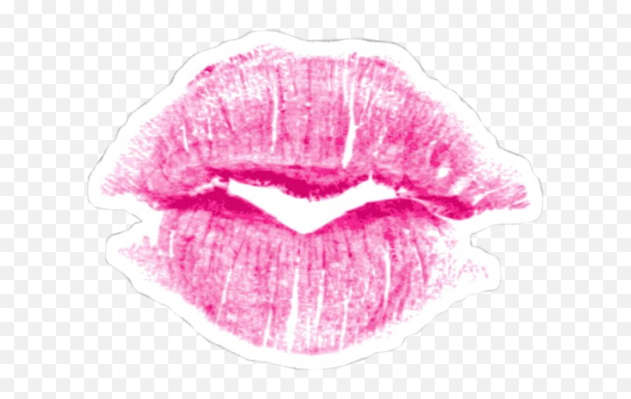 Lipstick Lips Print Sticker Cute Pink - Lipstick Emoji,Lip Print Emoji
