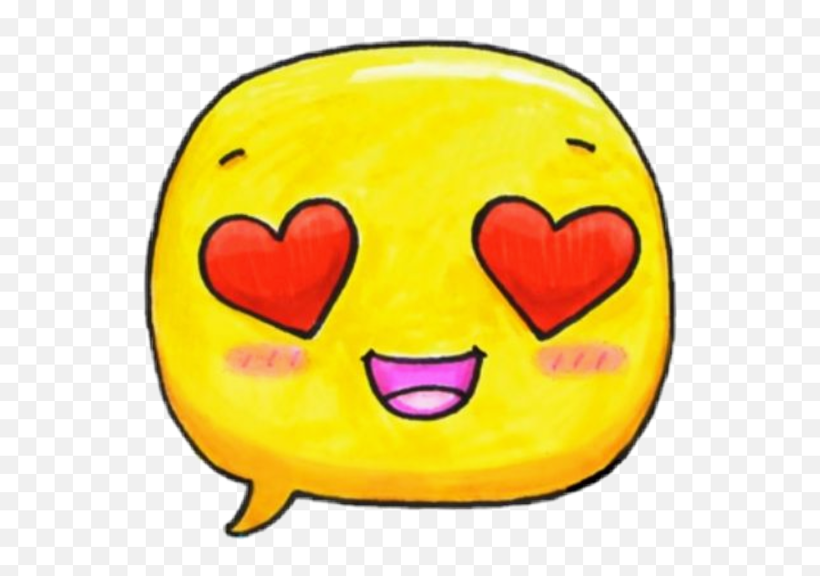 Emoji Yellow Love Hearts Eyeheart Cute - Smiley,Heart Mouth Emoji