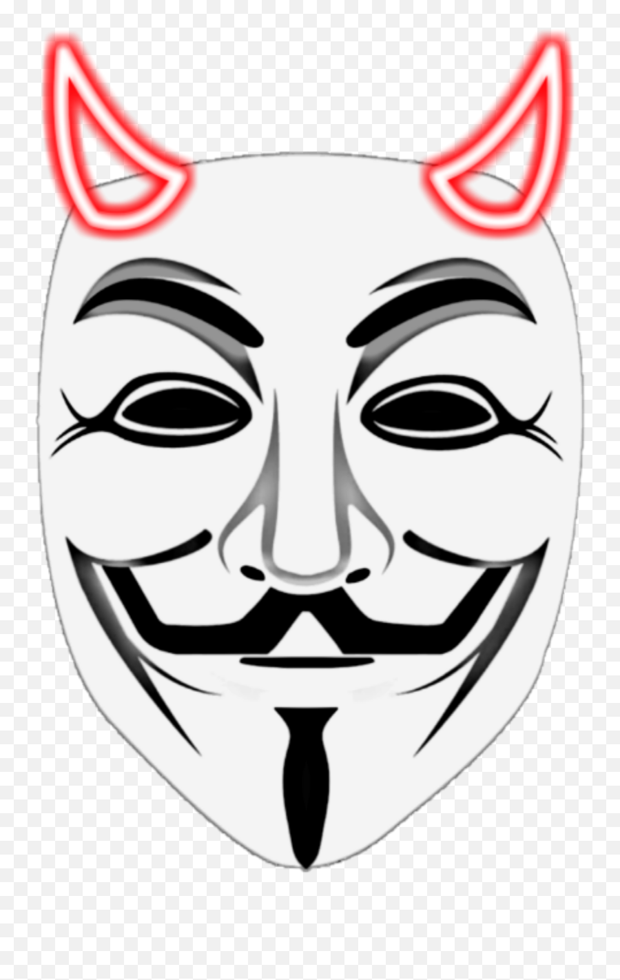 Anonymous Horns Masks Red Hacker Mask - Neon Devil Horns Png Emoji,Red Mask Emoji