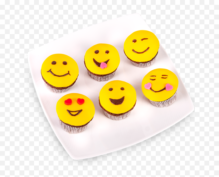Smiley Cupcakes From Muffins With - Baking Emoji,Cupcake Emoticon