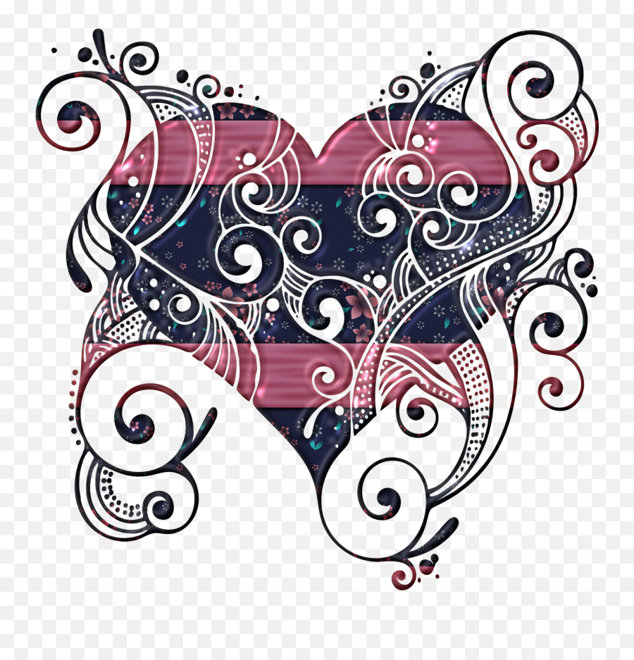 Flowers Romantic Valentine Love Elegant - Fancy Heart Black And White Png Emoji,French Bulldog Emoji