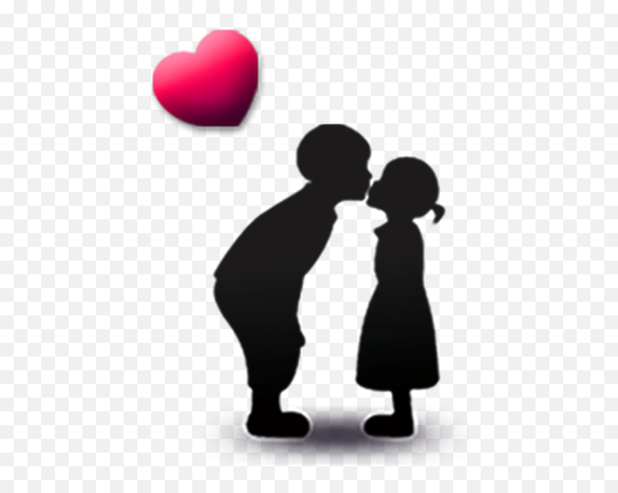 Silhouette Kiss - Cute Children Kissing Png Download 512 Kiss Child Silhouette Emoji,Couple Kissing Emoji