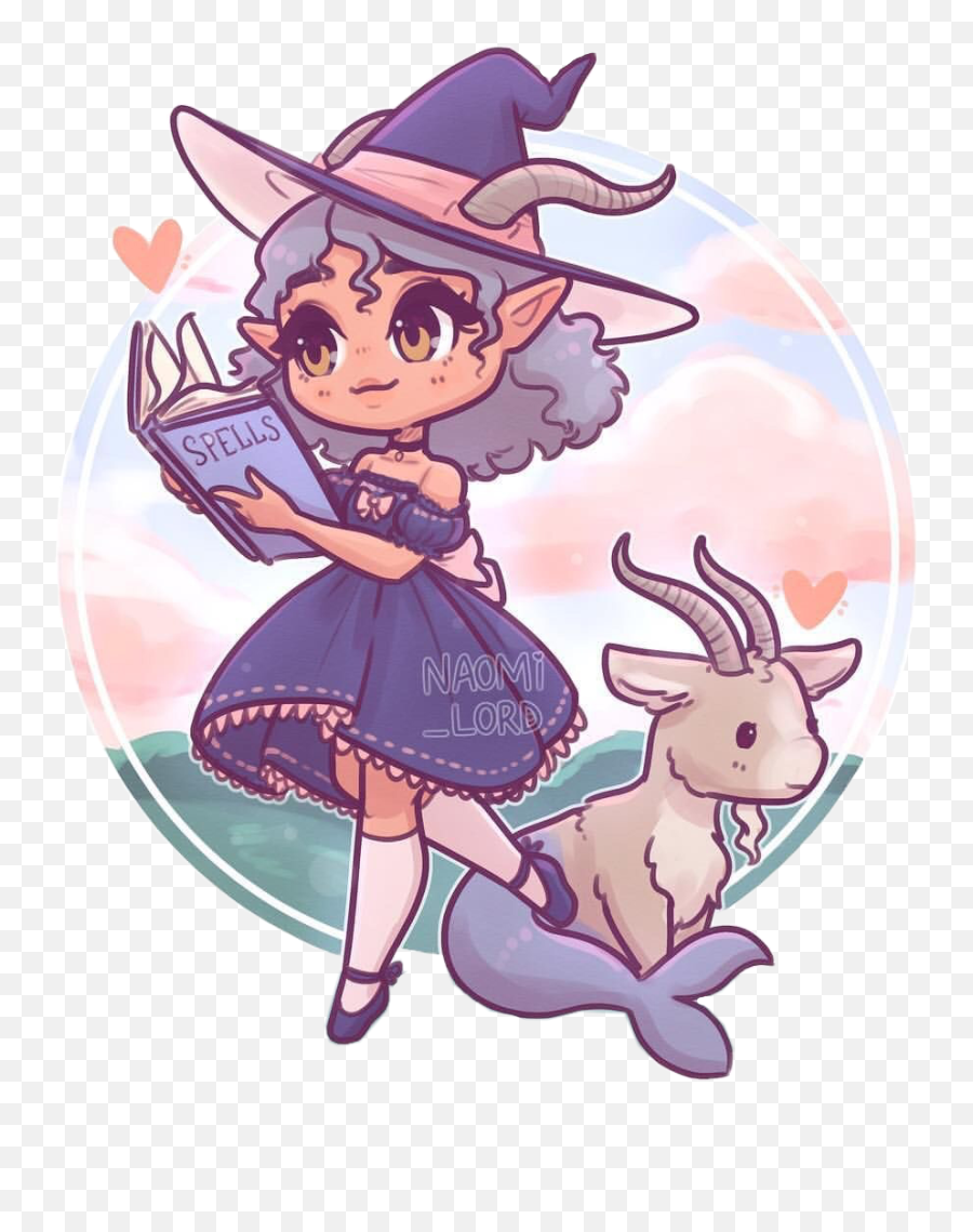 Cute Witch Goat Mermaid Loveit Sticker - Naomi Lord Witch Zodiac Emoji,Goat Emoji Hat