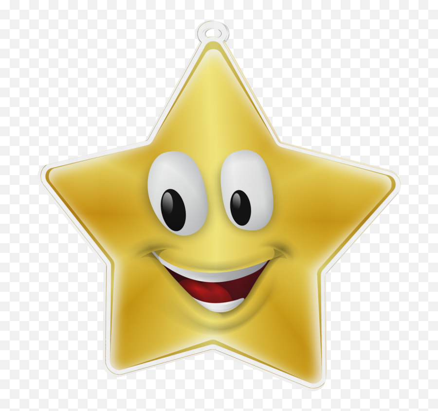 Happy Face Mini Star Gold Medal - Silver Happy Star Cartoon Emoji,Trophy Emoticon