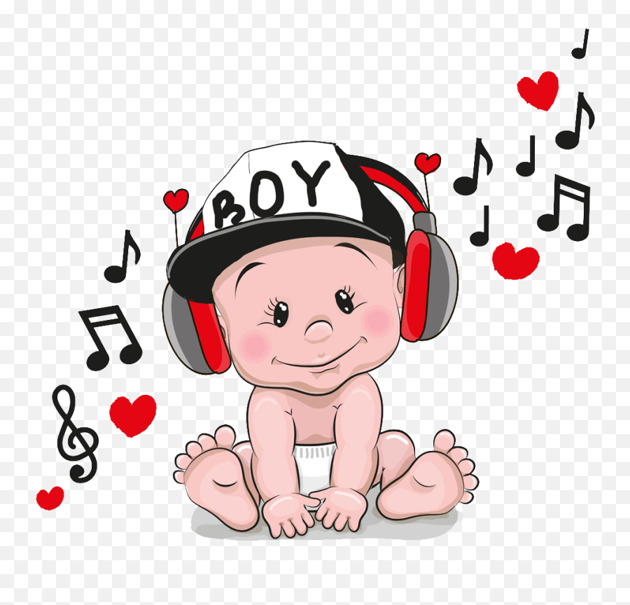 Headphone Clipart Child Music - Baby Music Cartoon Musical Notes Emoji,Emoji Listening To Music