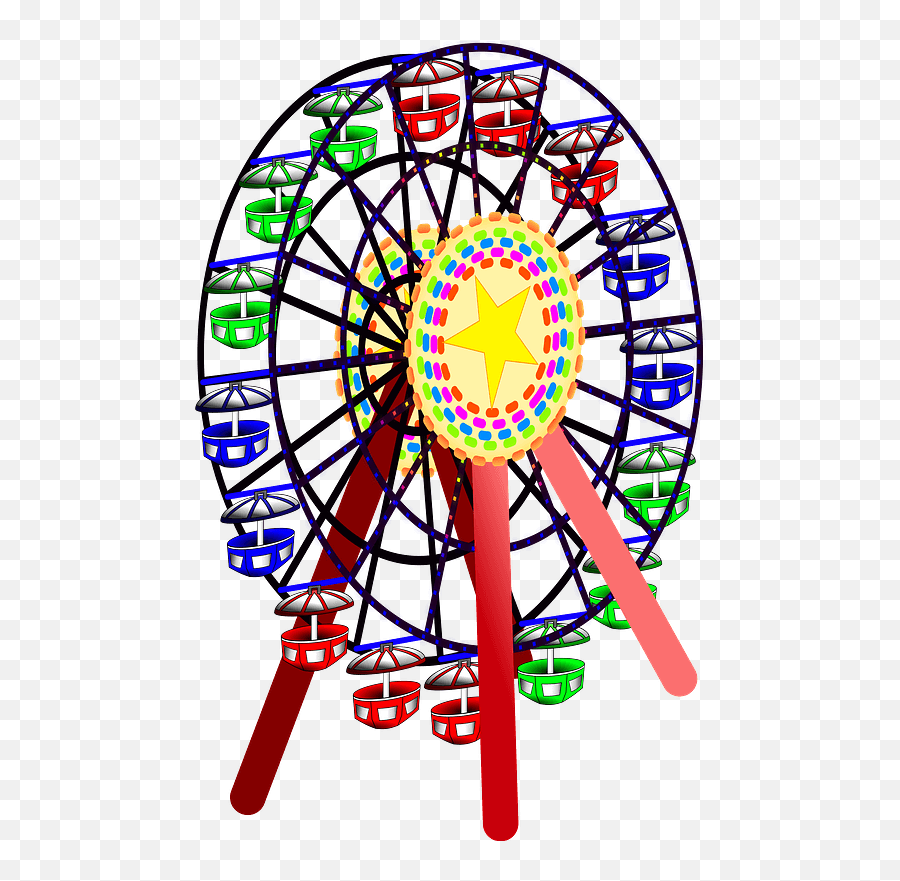 Ferris Wheel In Color Clipart - Theme Park Emoji,Ferris Wheel Emoji