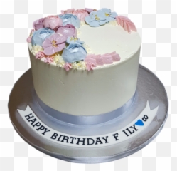 Cake With Buttercream Flowers 2 - Birthday Emoji