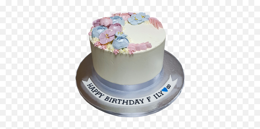 Cake With Buttercream Flowers 2 - Birthday Cake Emoji,Emoji Cake Ideas