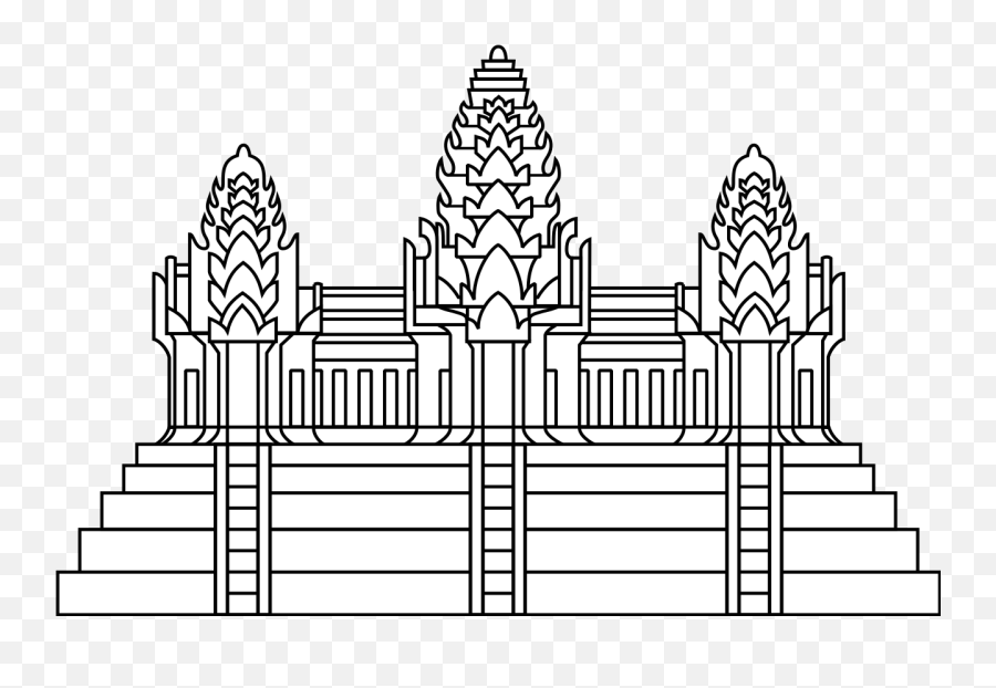 Angkor Wat In Flag Of Cambodia - Easy Angkor Wat Drawing Emoji,Khmer Flag Emoji