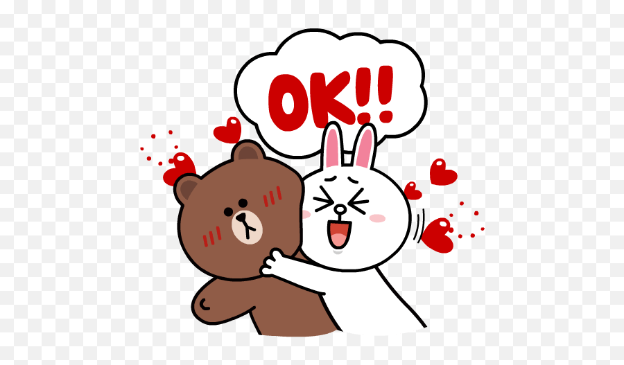 Brown Cony Sweet Love Line Sticker Hearts Download - Line Line Friends Ok Sticker Emoji,Rasta Emoticons