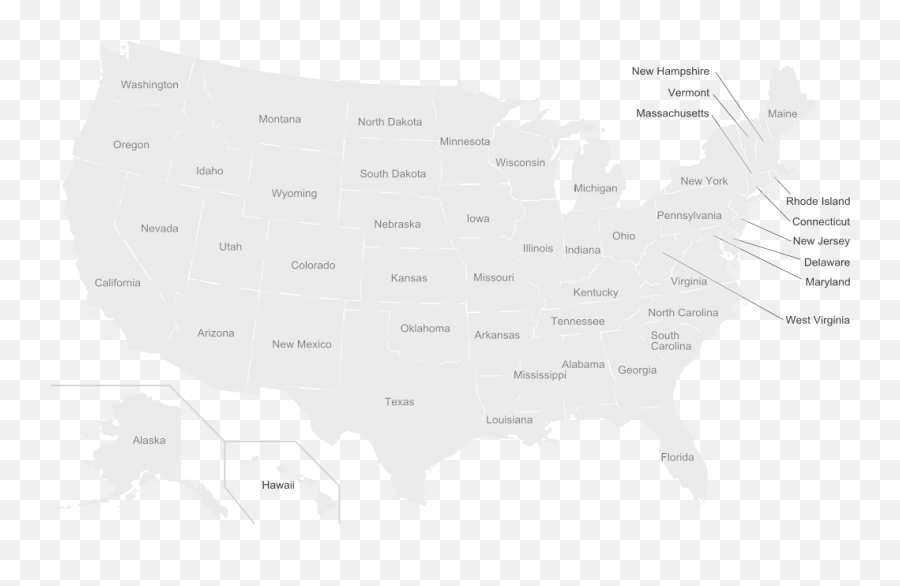 Map Of Usa States With Names White - Us States Emoji,Salt Shaker Emoji