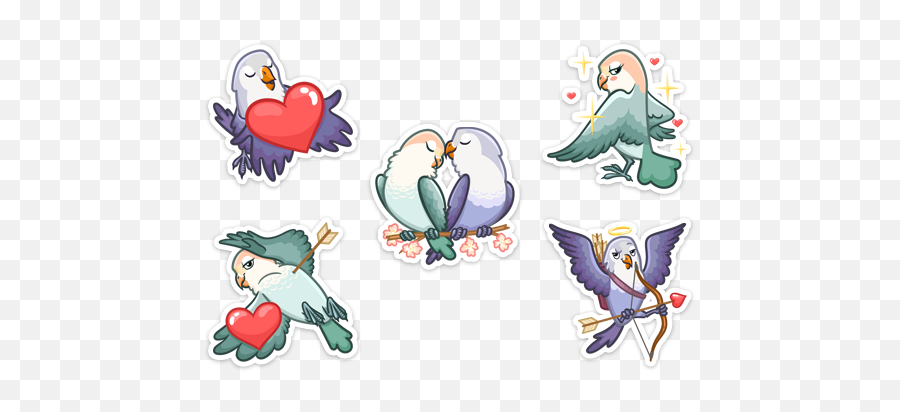 Download Set Of Stickers Lovebirds Vk Free Emoji,Love Birds Emoji