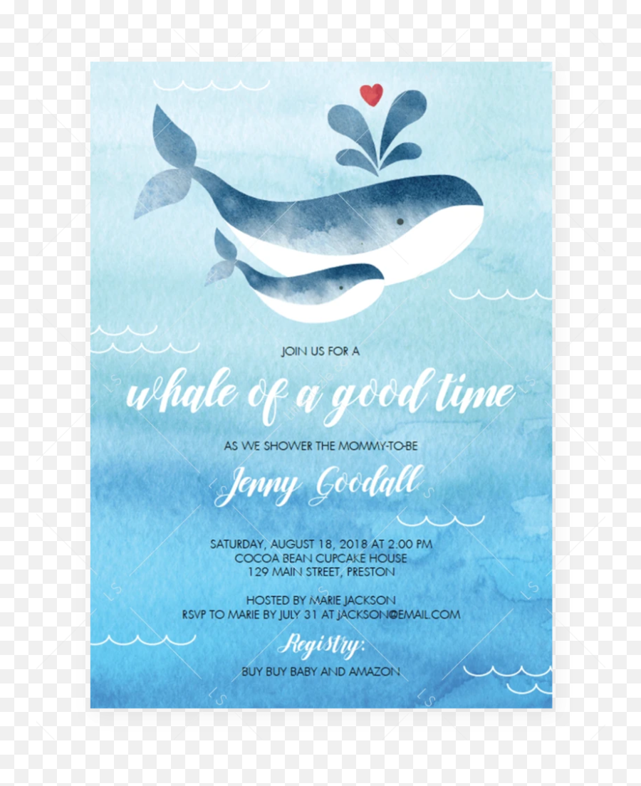 Whale Baby Shower Invitation Template Emoji,Blue Whale Emoji