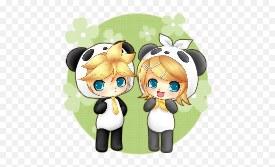Panda Buddies - Chibi Rin And Len Kagamine Emoji,Sunglasses Emoji