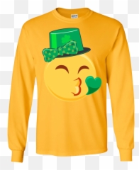 Emoji Saint Patricks Day Shirt Girls Green Heart Eyes Bow Ls Sweatshirts - Sky Was Yellow Shirt,Emoji Hair Bows