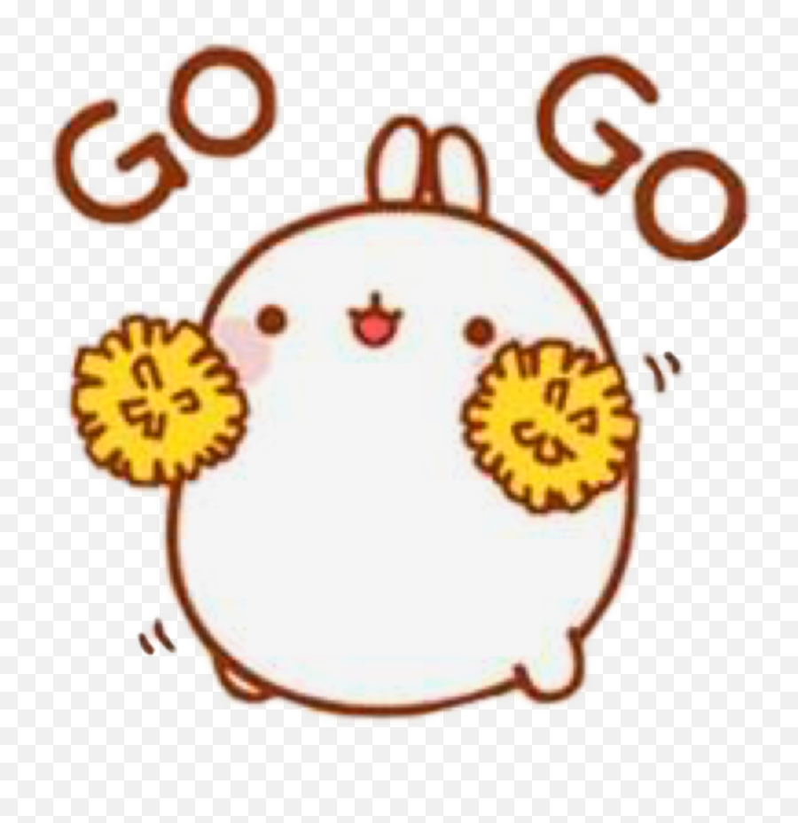 Gogo Molang Kawaii Cheerleader Pompon - Molang Gif Emoji,Cheerleader Emoji