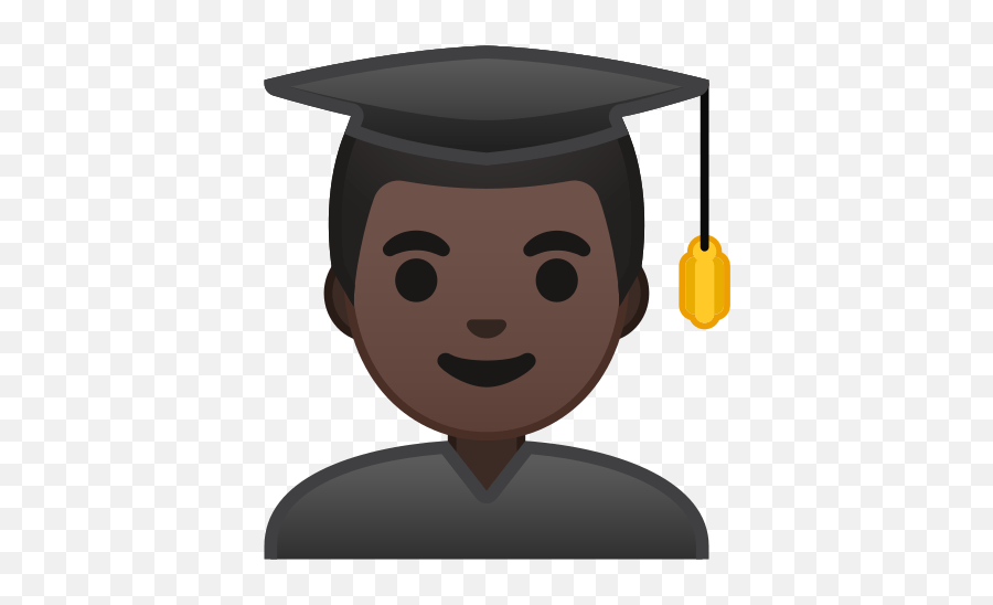 Man Student Emoji With Dark Skin Tone - Student Clipart,Graduation Emojis