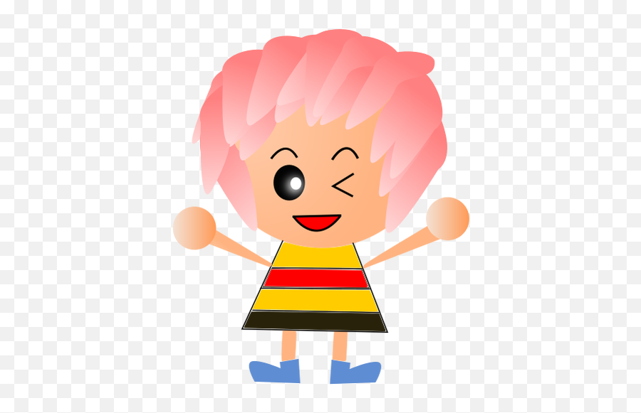 Chica En Vestido De Rayas - Cartoon Emoji,Emoticono Corazon