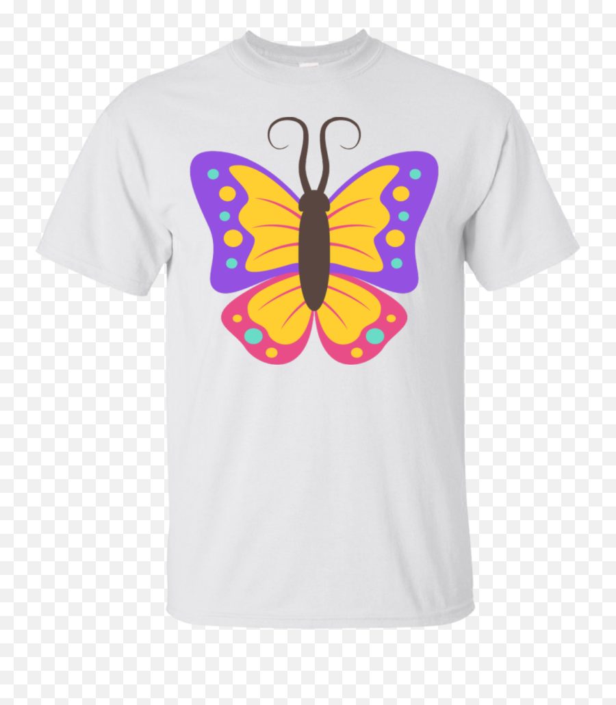 Beautiful Butterfly Emoji T - Shirt White Beautiful Butterfly Black And ...