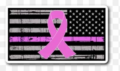 Pink Ribbon American Flag Sticker - Smiley Emoji