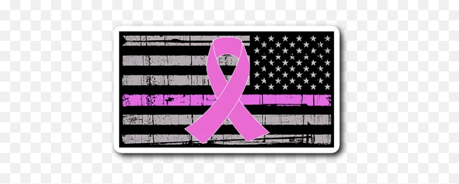 Pink Ribbon American Flag Sticker - Smiley Emoji,American Flag Emoticon