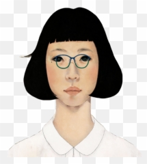 Asian Girl Spectacled Glasses Face Emoji,Asian Girl Emoji