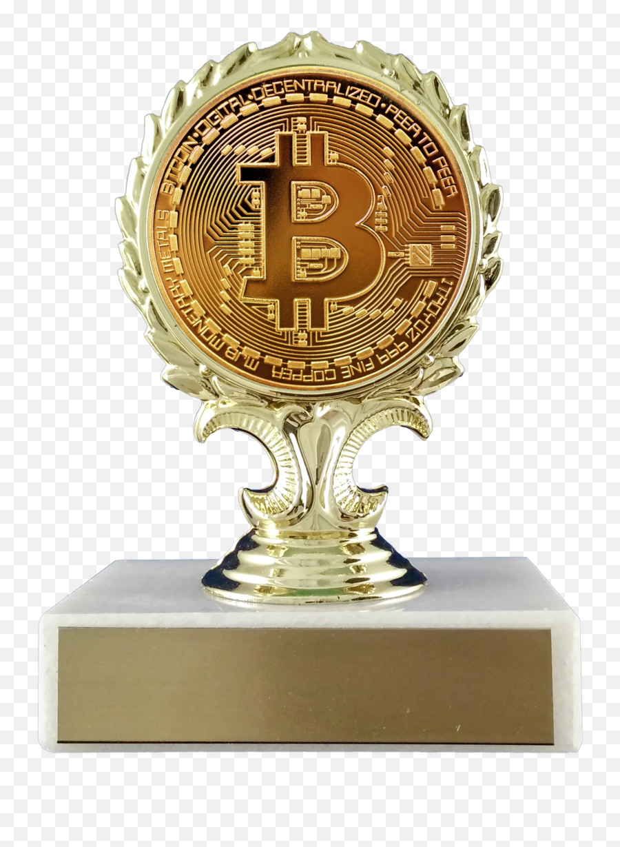 Bitcoin Logo Trophy On Flat White Marble - Bitcoin Coin Emoji,Gavel Emoji