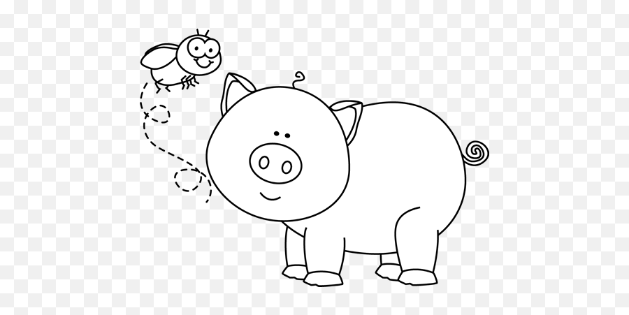 Cute Pig Clipart Black And White - Cute Pig Outline Clipart Emoji,Flying Pig Emoji
