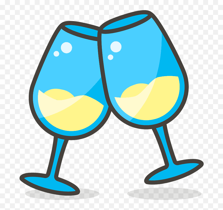 Clinking Glasses Emoji Clipart - Clinking 2 Wine Glasses,Martini Glass And Party Emoji