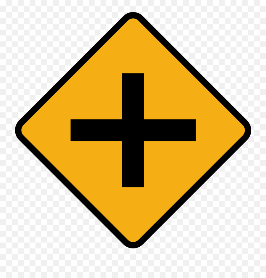 Diamond Road Sign Junction Crossroads - Does The Plus Sign Mean In Driving Emoji,Equal Sign Emoji
