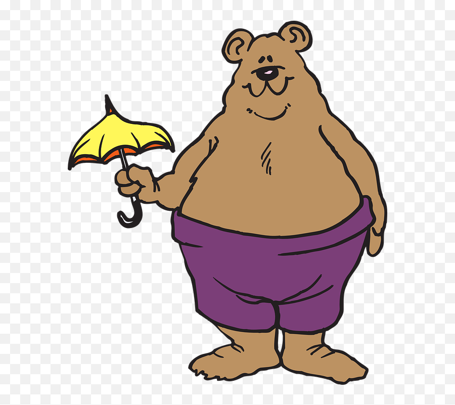 Free Umbrellas Rain Vectors - Cute Big Bear Cartoon Emoji,Punch Emoticon