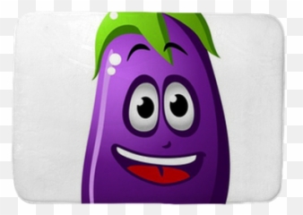 Eggplant Vegetable Or Brinjal Bath Mat - Cartoon Emoji