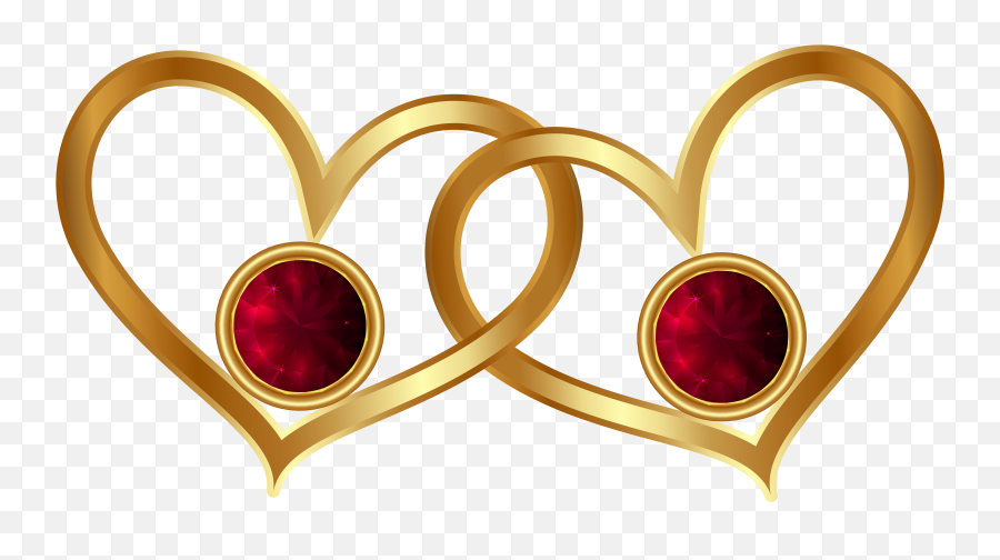 Golden Hearts With Red Diamonds Png Clipart - Golden Hearts Png Transparent Emoji,Gold Heart Emoji
