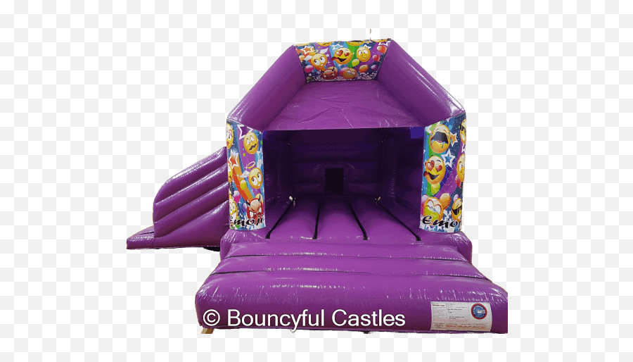 Emoji Bouncy Castle With Slide Hire Purple - Furniture Style,Purple Emoji