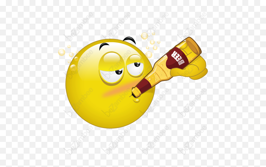 Beer Bottle Chug - Happy Emoji,Beer Bottle Emoji