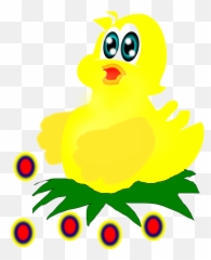 Chick Easter Nest Sitting Cartoon - Ayam Kartun Emoji